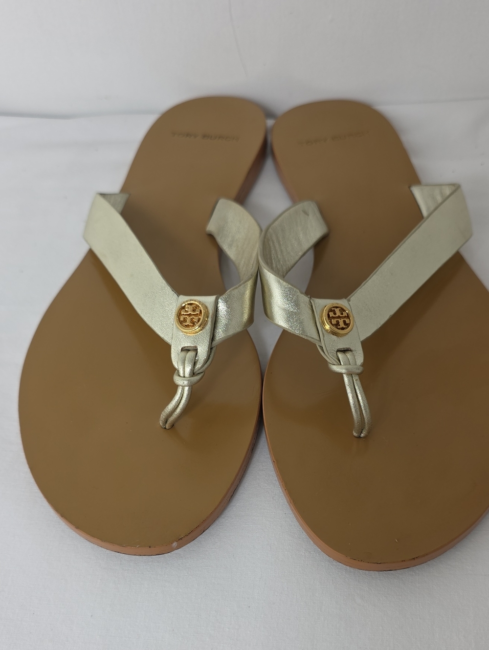 Tory Burch Manon Thong Sandal Spark Gold Size 8.5 B - Picture 7 of 12